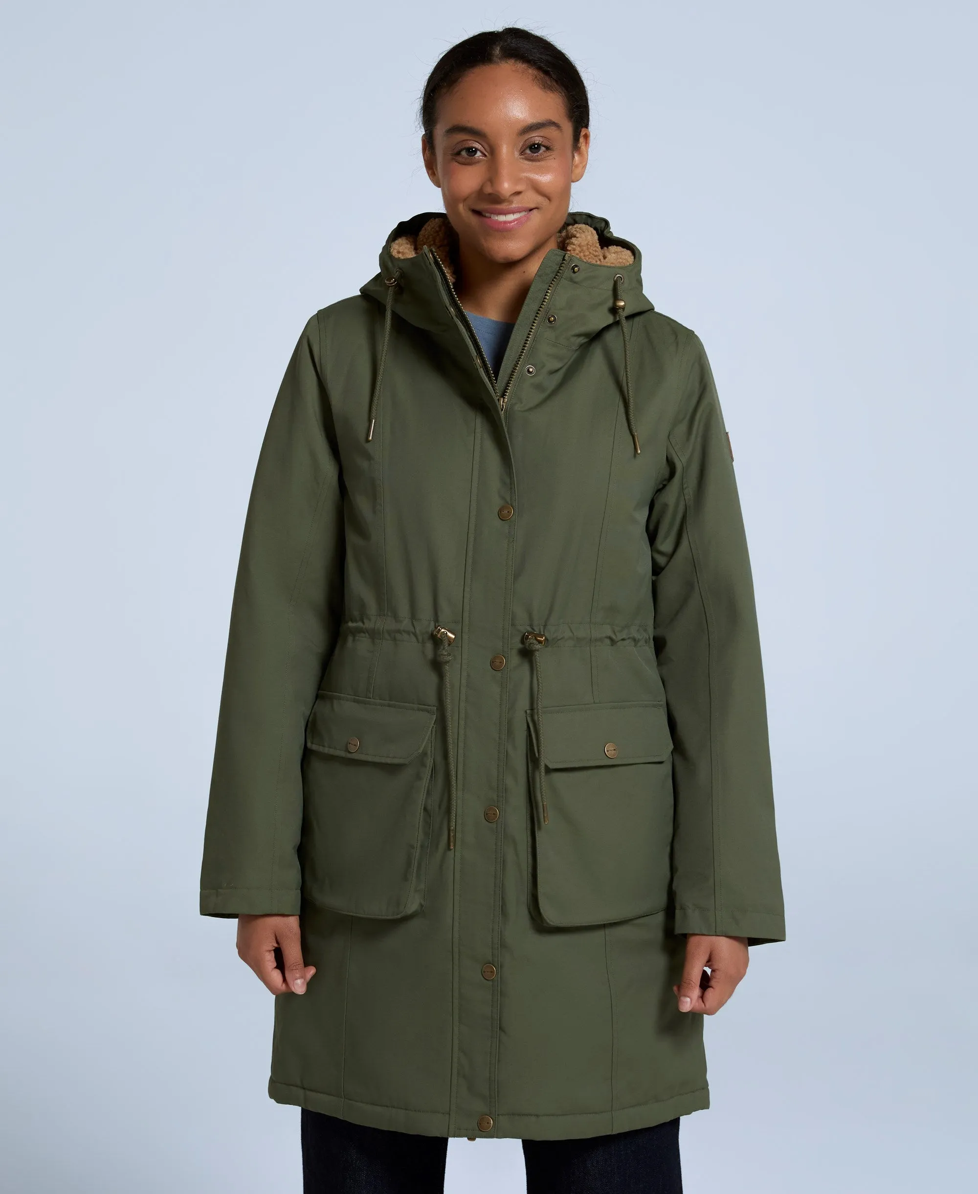 Agnes Womens Borg Lined Parka - Khaki