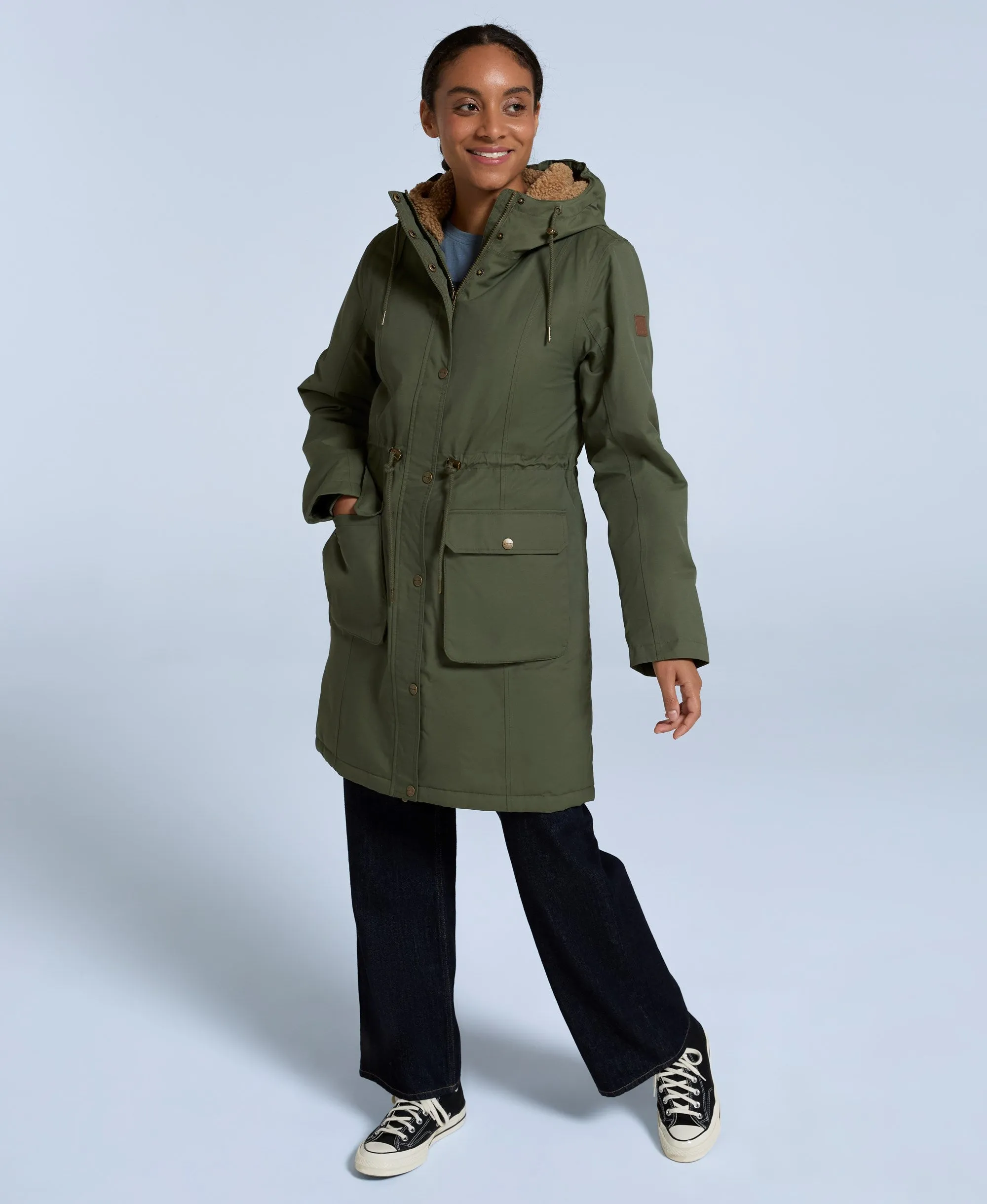 Agnes Womens Borg Lined Parka - Khaki