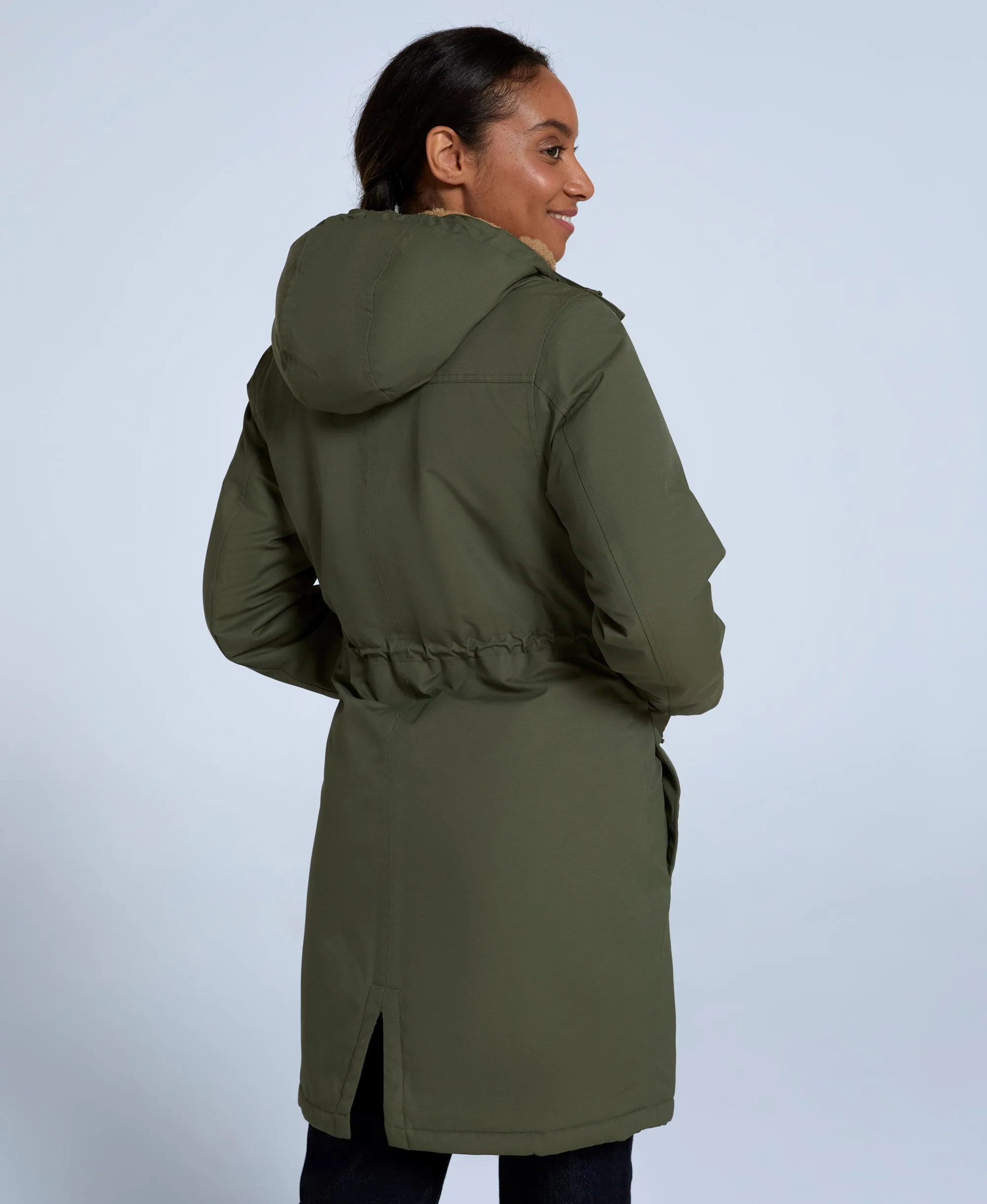 Agnes Womens Borg Lined Parka - Khaki