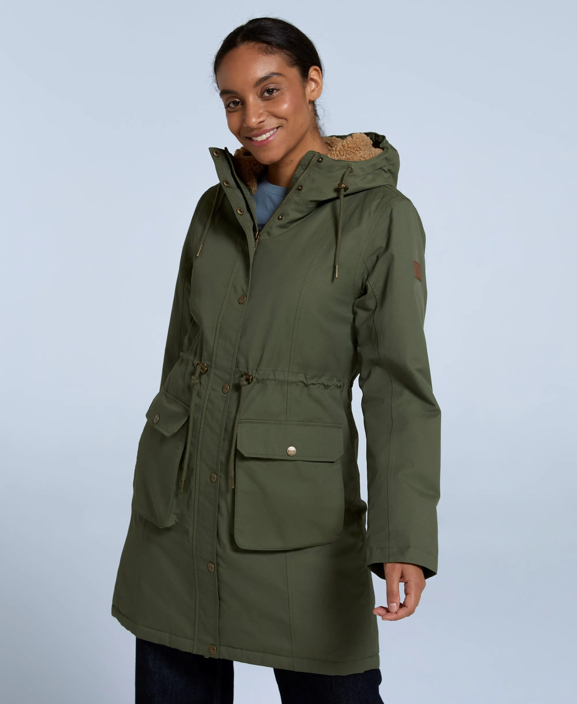 Agnes Womens Borg Lined Parka - Khaki