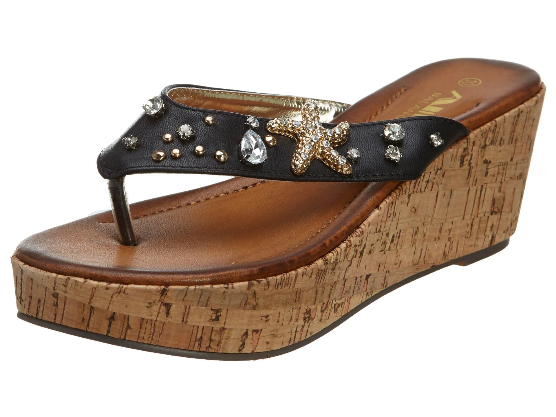 Air Balance  Star Fish Shape Rhinestone Wedge Sandals Womens Style # ABS1345