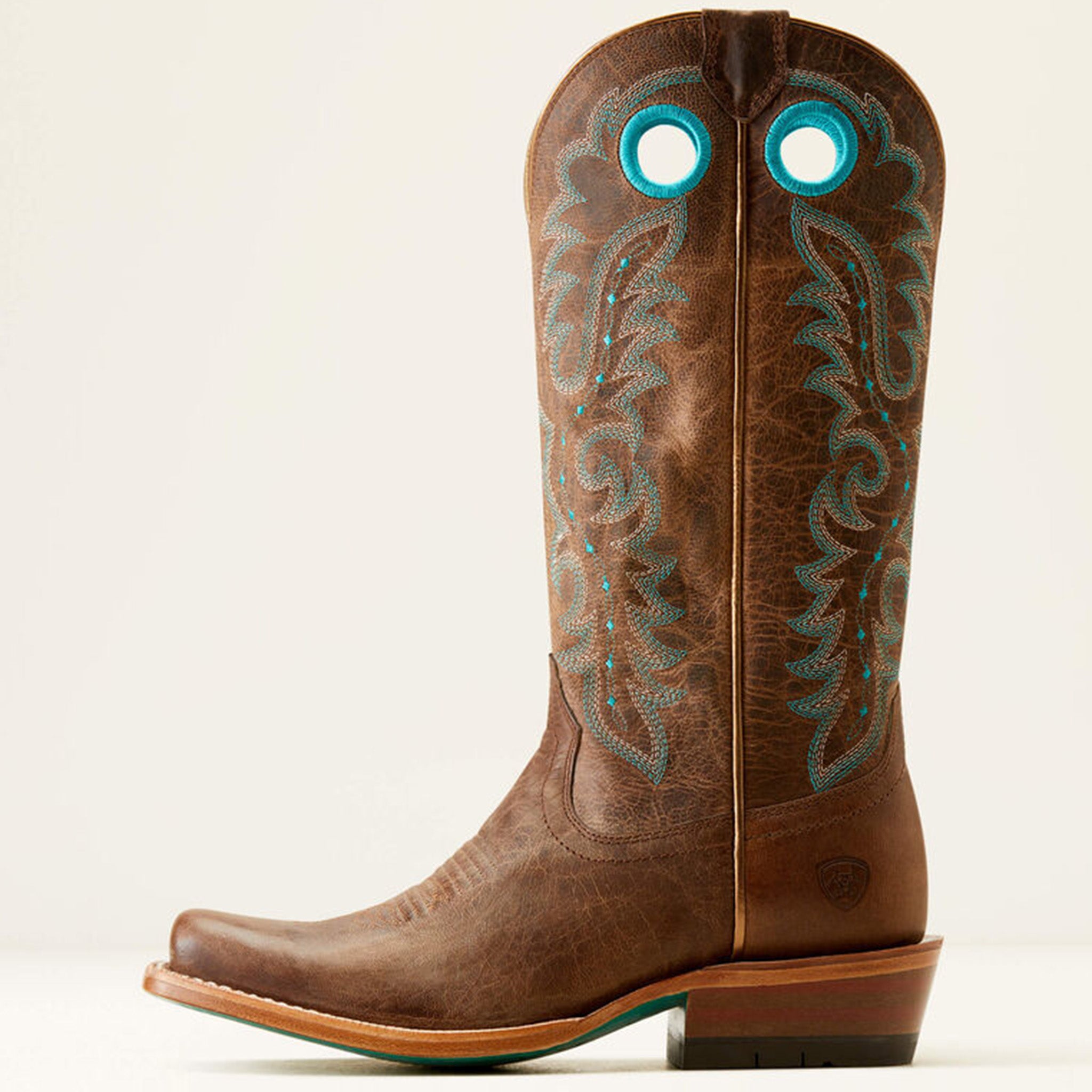 Ariat Women's Pecan Brown and Turquoise Stitch Futurity Boots