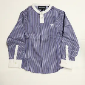 Armani Junior Boys Mandarin Collar LS Striped Button Down Shirt 18-36M