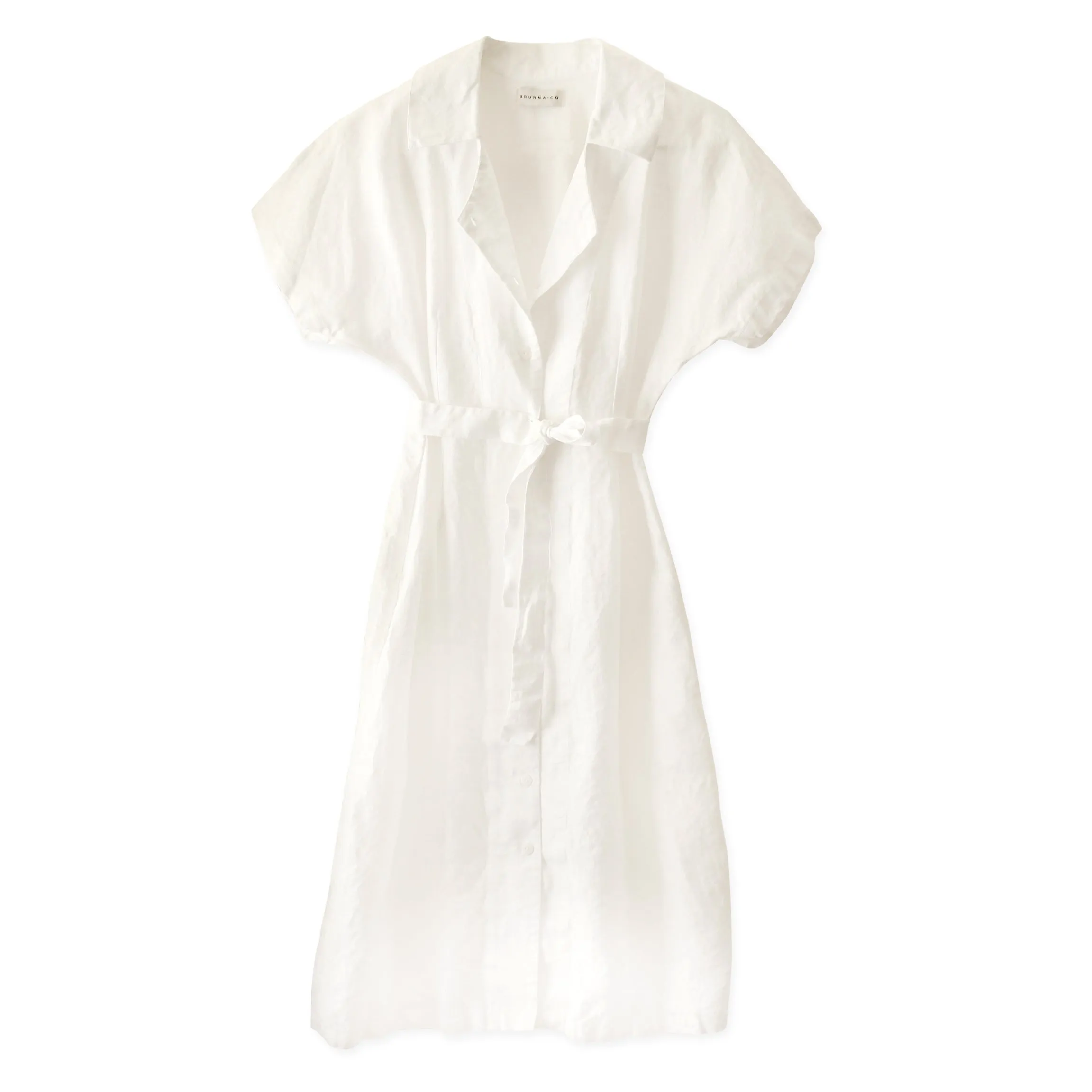 ARYA Safari Linen Midi Dress, in Off White