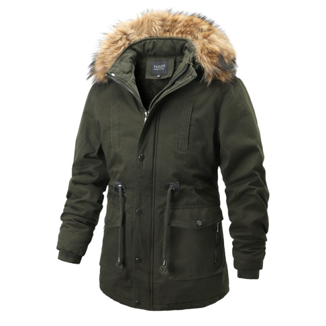 AshoreShop Mens Winter Warm Windproof Fur Collar Parka