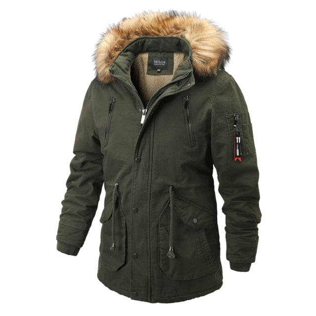 AshoreShop Mens Winter Warm Windproof Fur Collar Parka