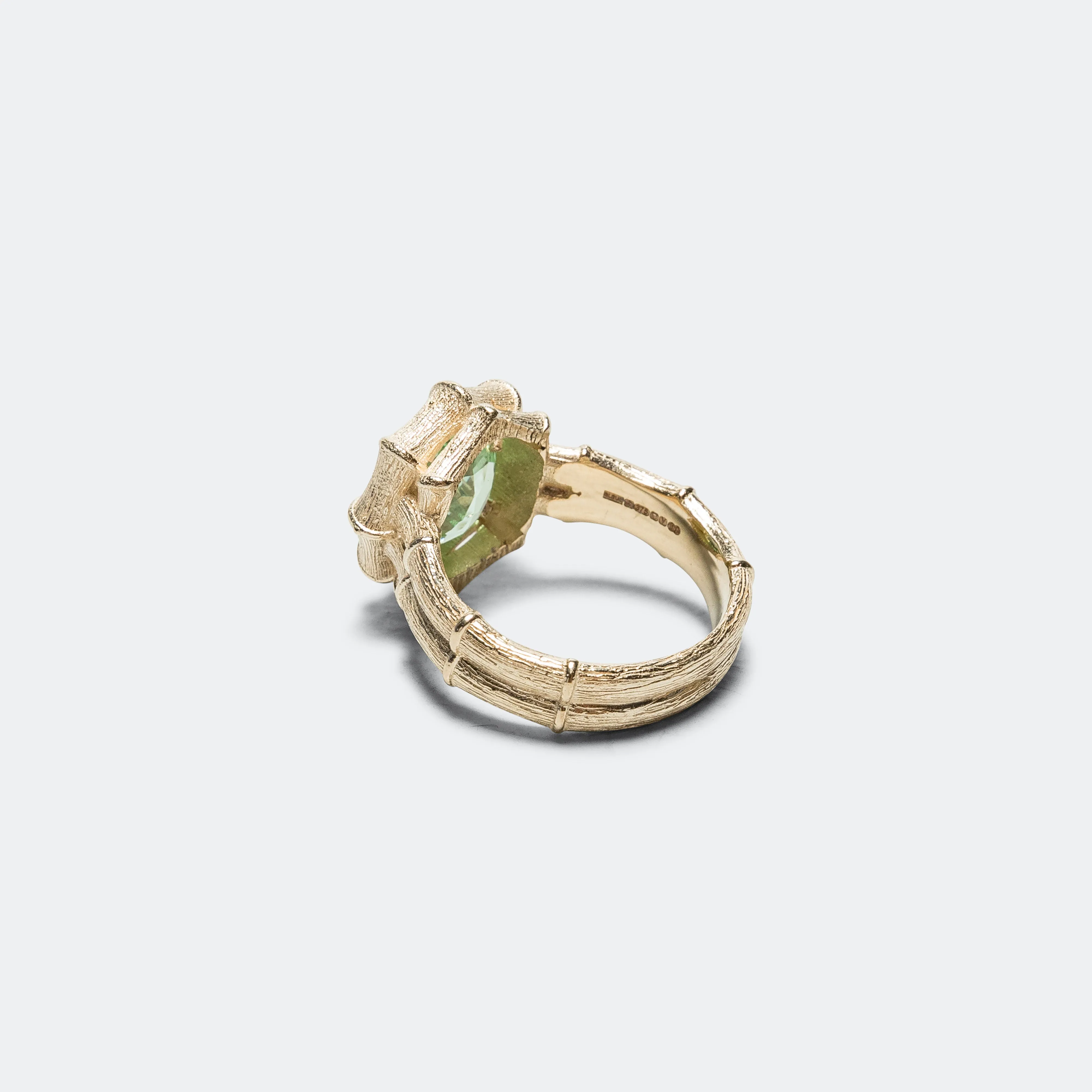 Bamboo Ring - Green/9K Gold