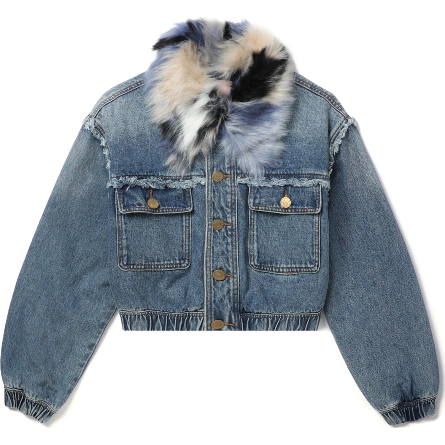 BAPY FUR COLLAR DENIM JACKET LADIES