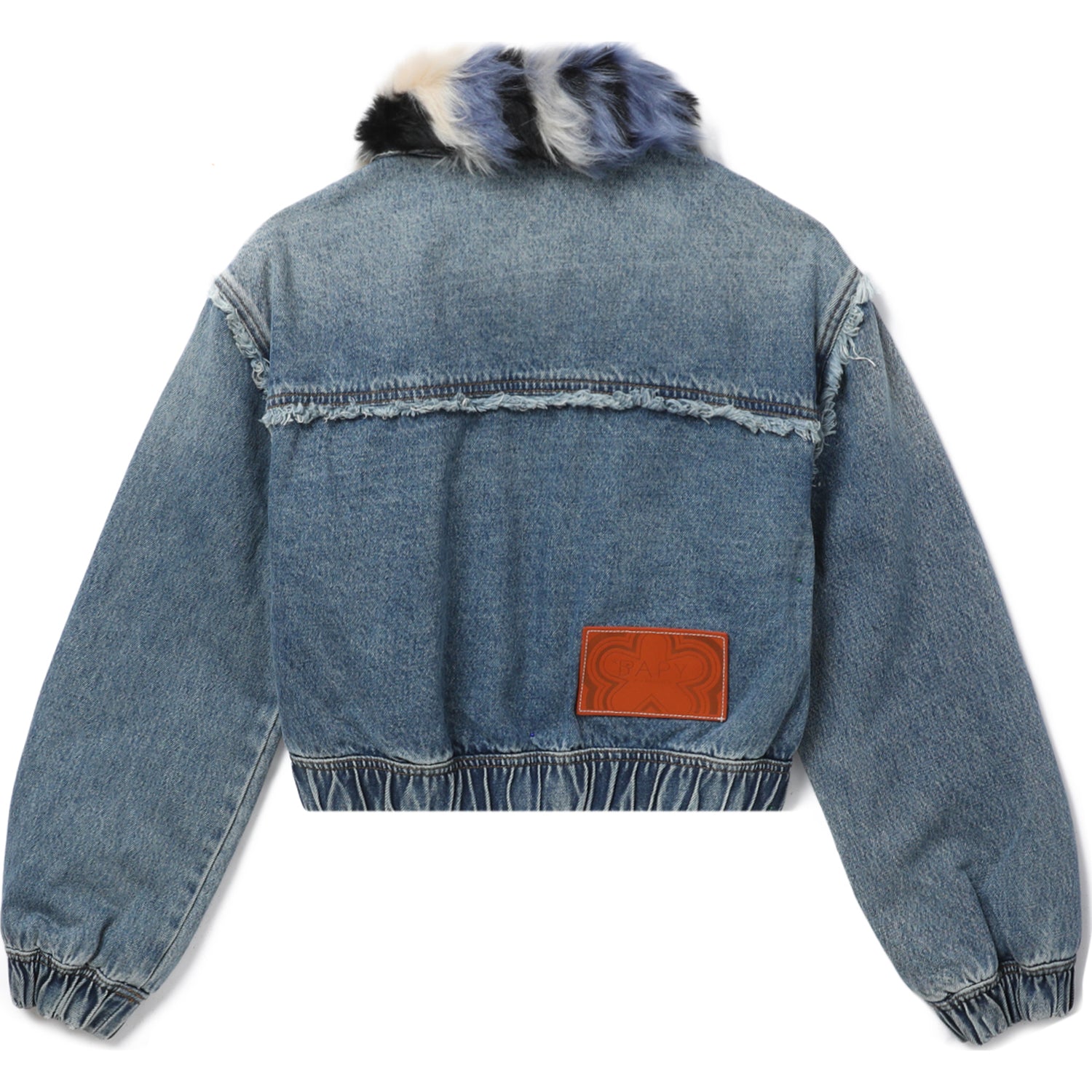 BAPY FUR COLLAR DENIM JACKET LADIES