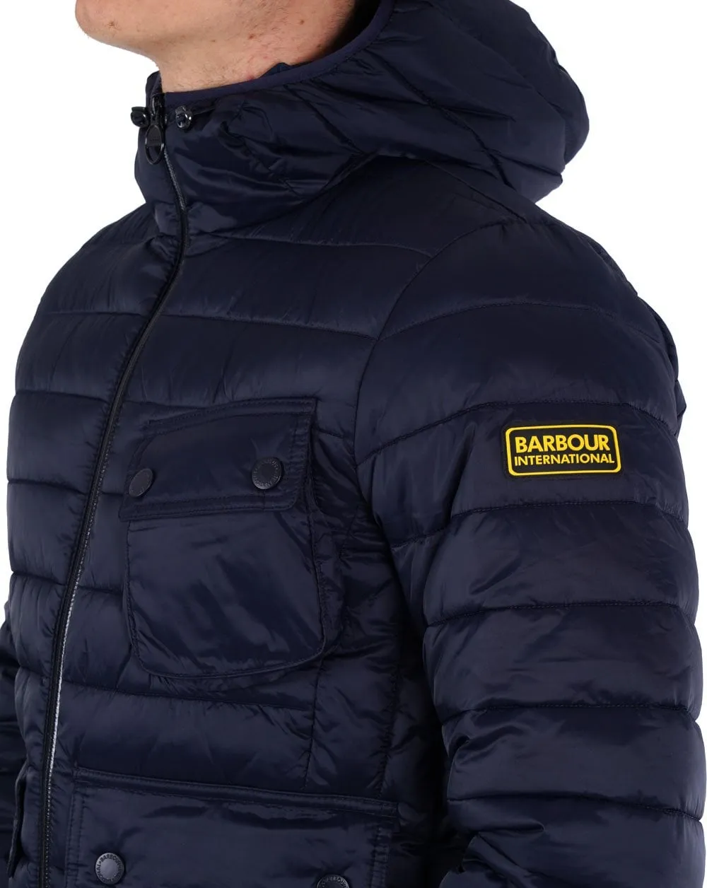 Barbour International Racer Ouston Hooded Quilted Jacket Navy