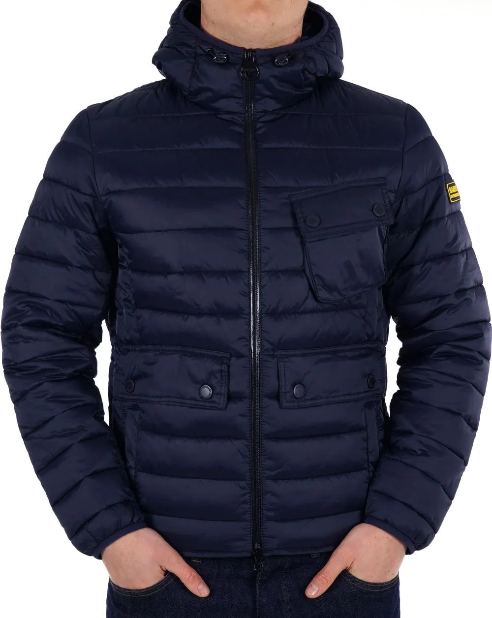 Barbour International Racer Ouston Hooded Quilted Jacket Navy