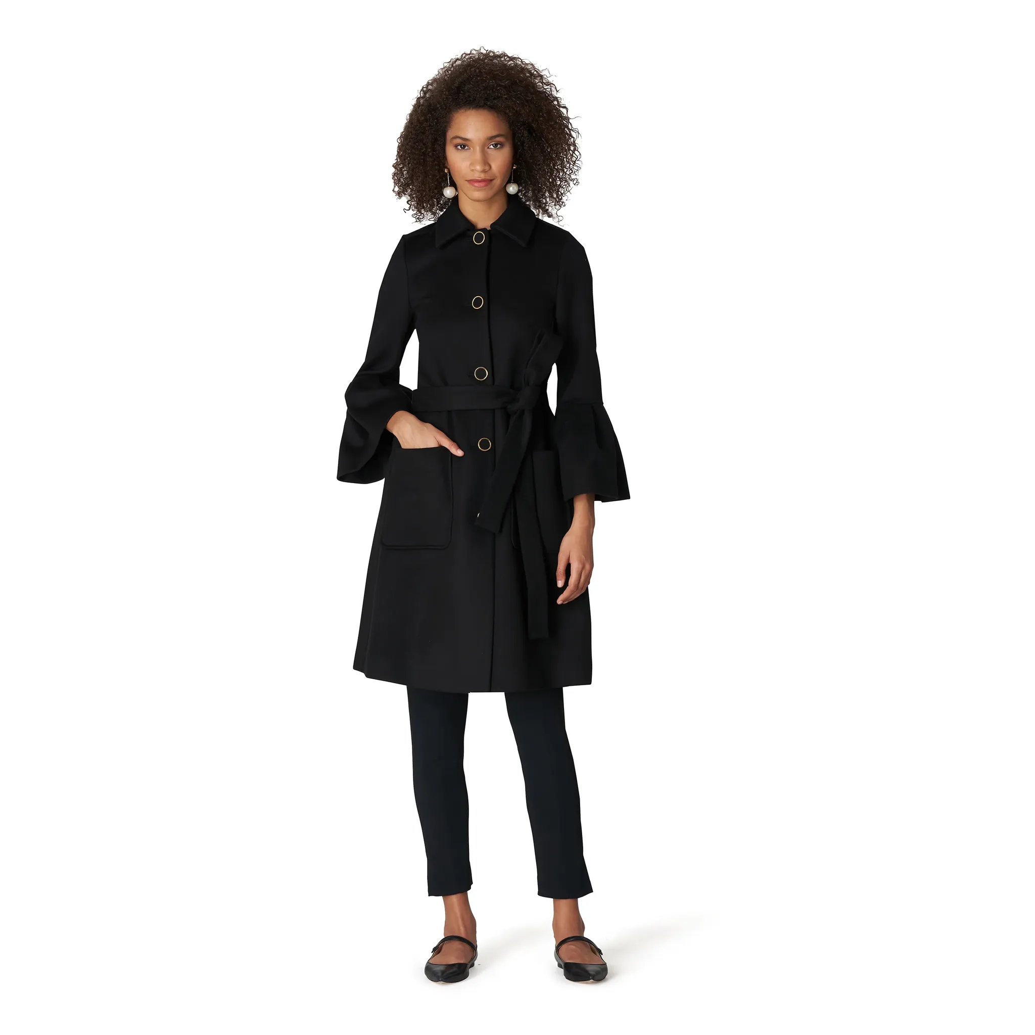 Bell Sleeve Coat | Black