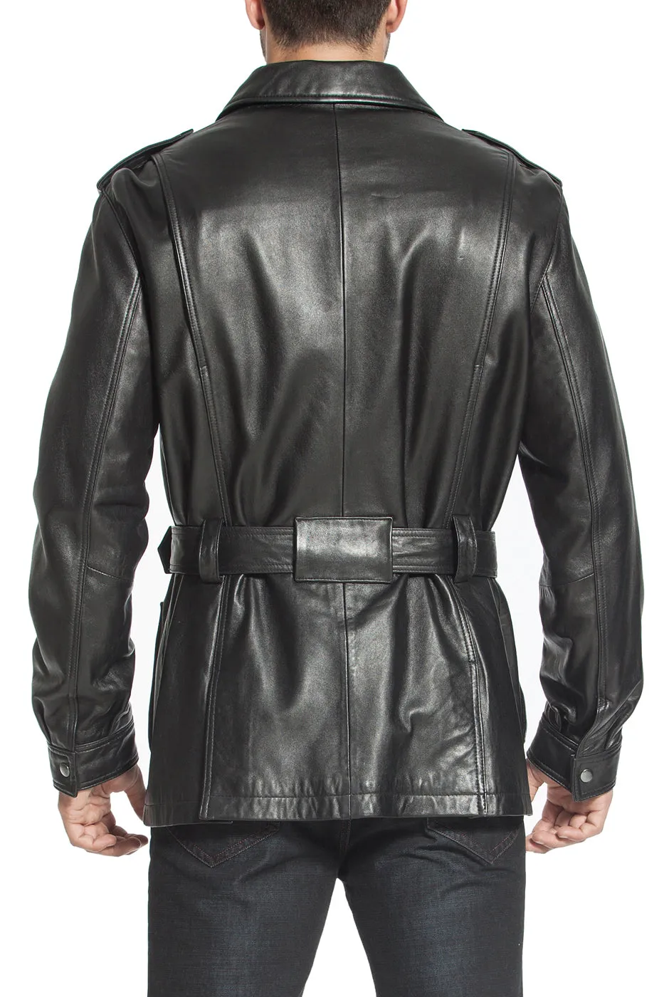 BGSD Men Heritage New Zealand Lambskin Leather Trench Coat