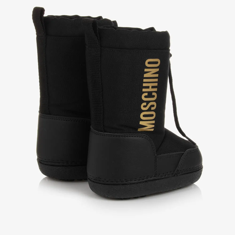 Black & Gold Fur Lined Snow Boots