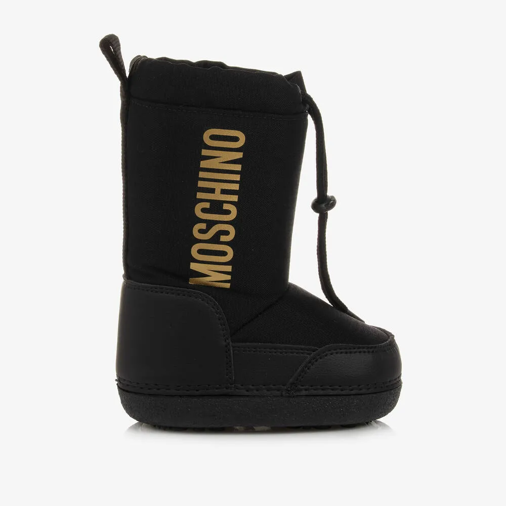 Black & Gold Fur Lined Snow Boots