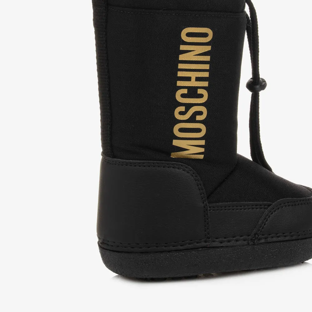 Black & Gold Fur Lined Snow Boots