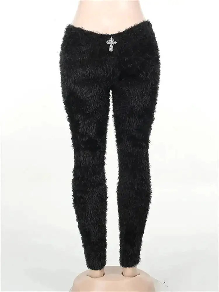 Black Mohair Leggings Pants Outfit For Women 2023