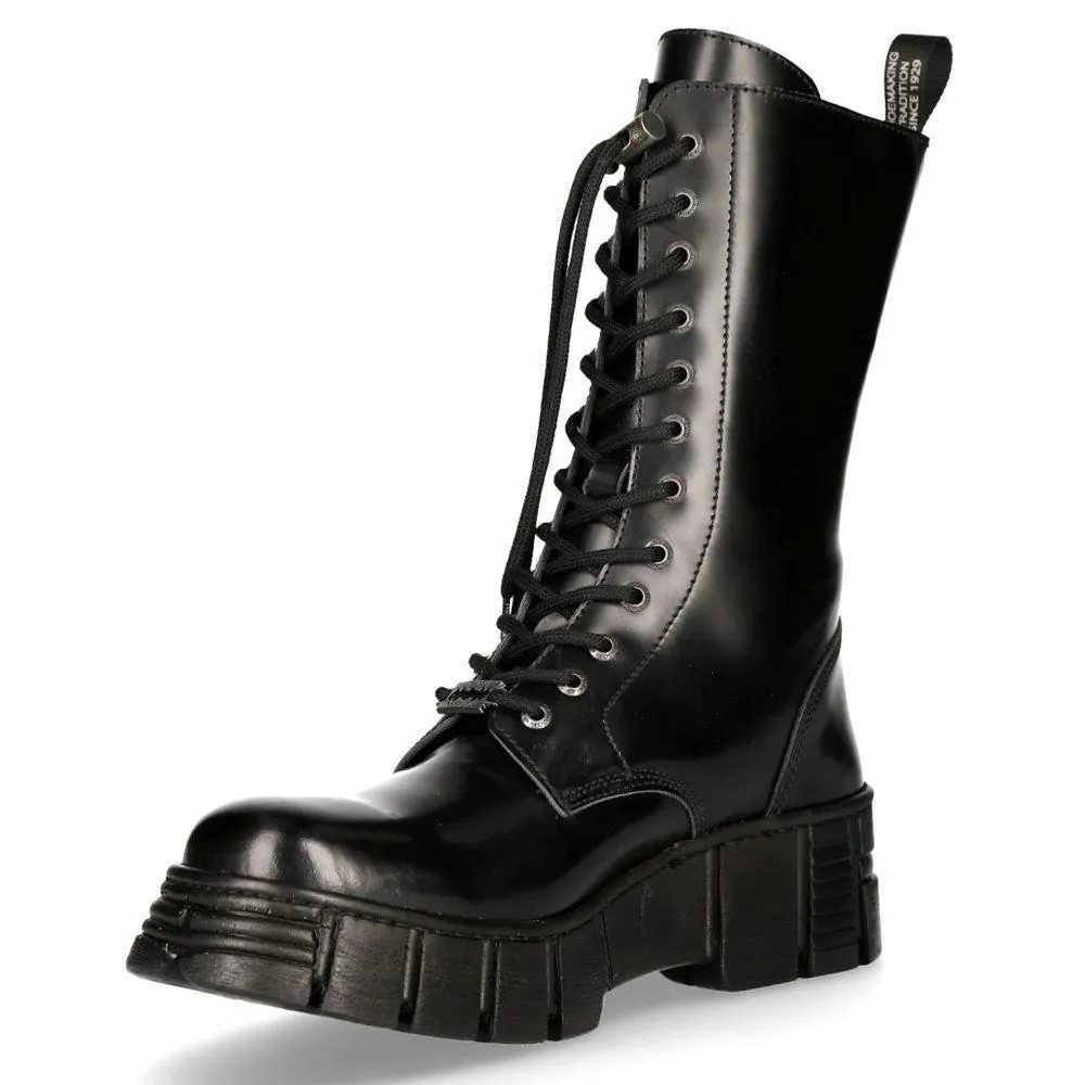 Boots | New Rock Boots Leather Mid-Calf Tower Biker Boots- M-WALL027N-C2 | New Rock