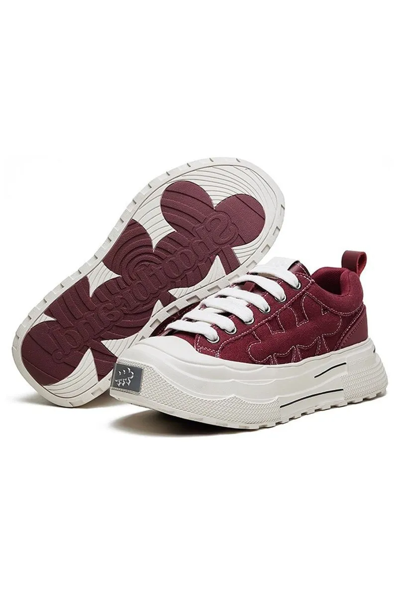 Bordeaux Retro Canvas Low-Top Sneakers