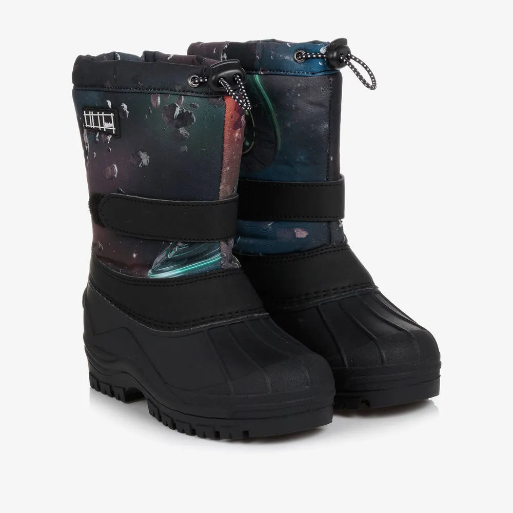 Boys Blue & Black Space Snow Boots