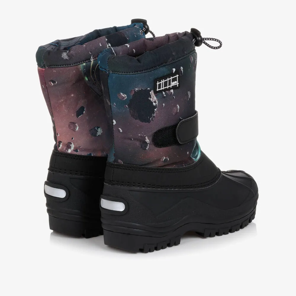 Boys Blue & Black Space Snow Boots