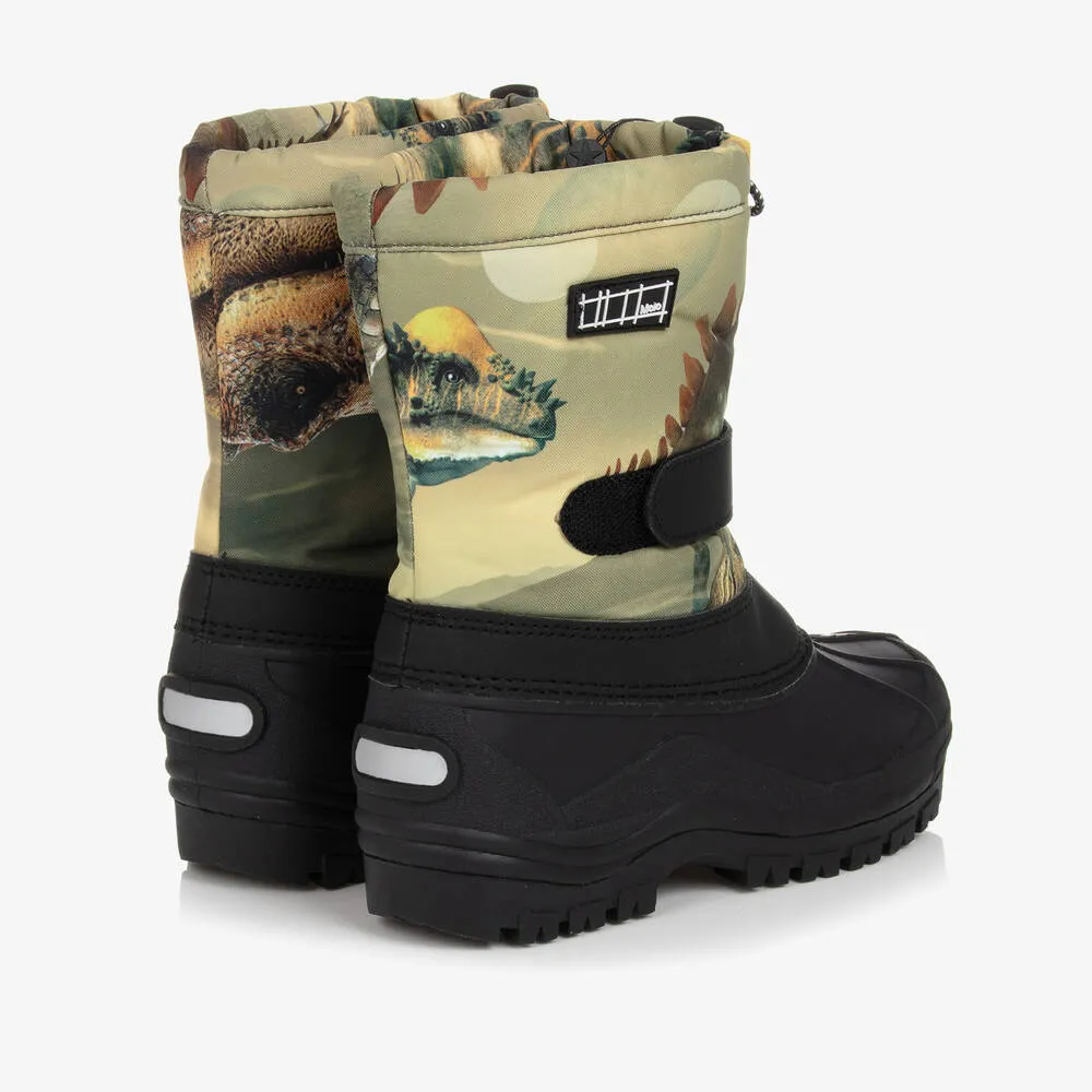 Boys Yellow & Green Dinosaur Snow Boots