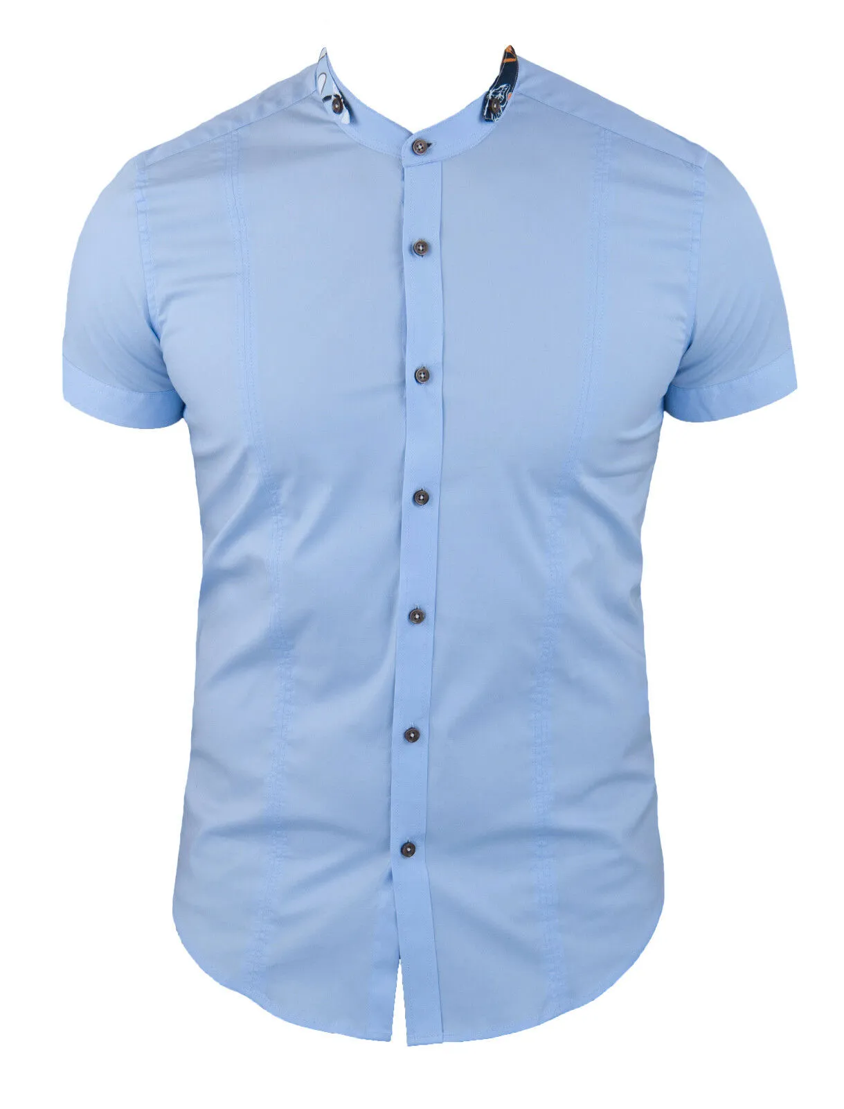 CAMICIA UOMO CLASS CELESTE MANICHE CORTE CASUAL BUTTON DOWN ESTIVA MOD. STRETCH