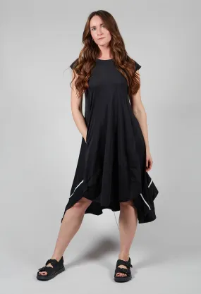 Capped Sleeve Dress in Black