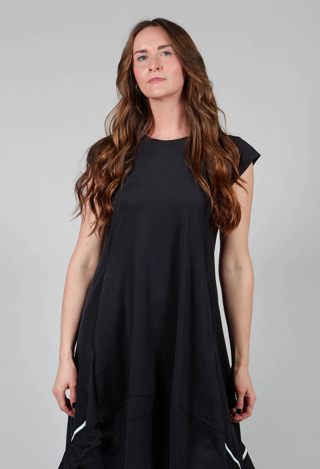 Capped Sleeve Dress in Black