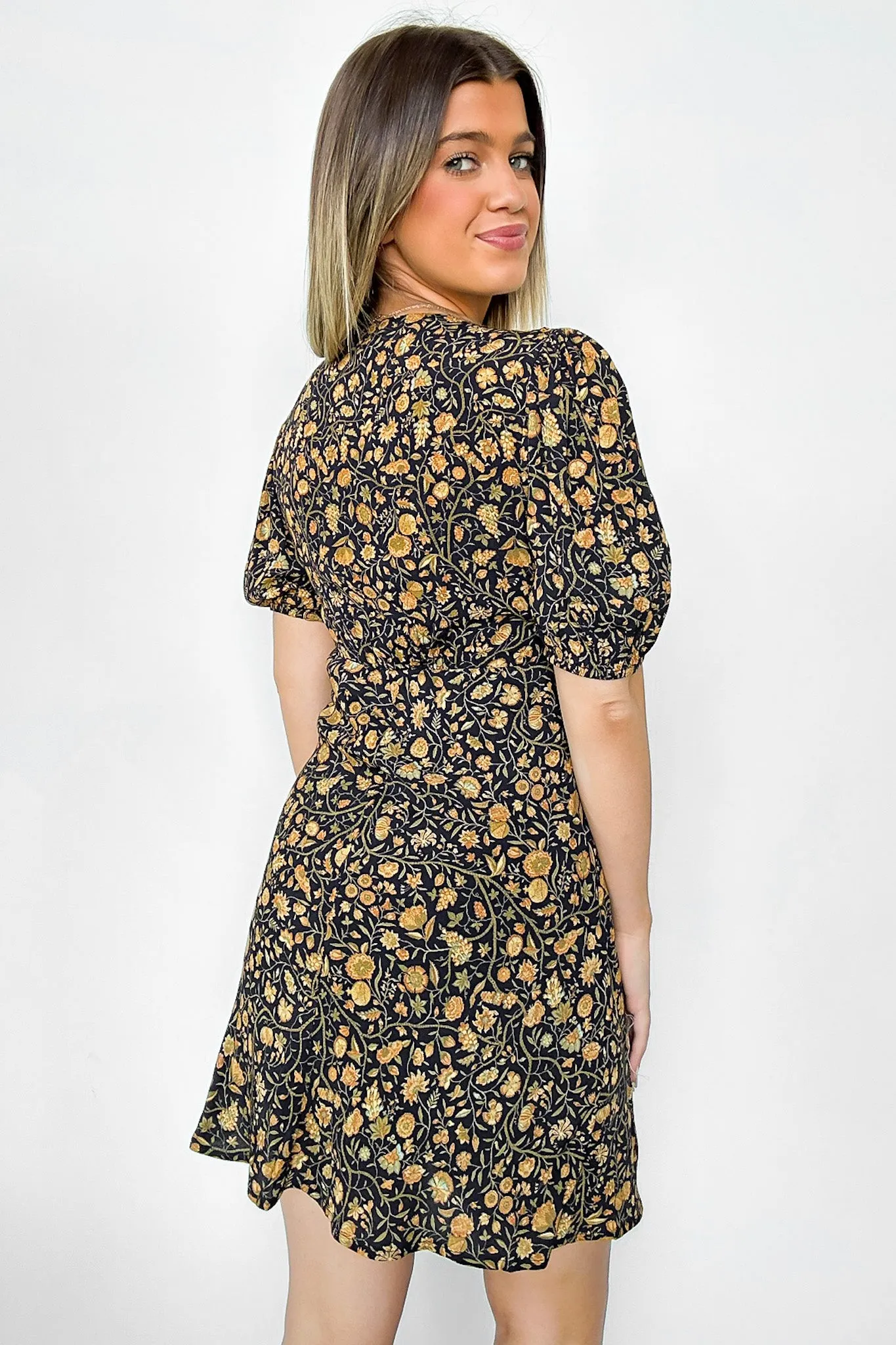 Charming Vision Floral Puff Sleeve Dress