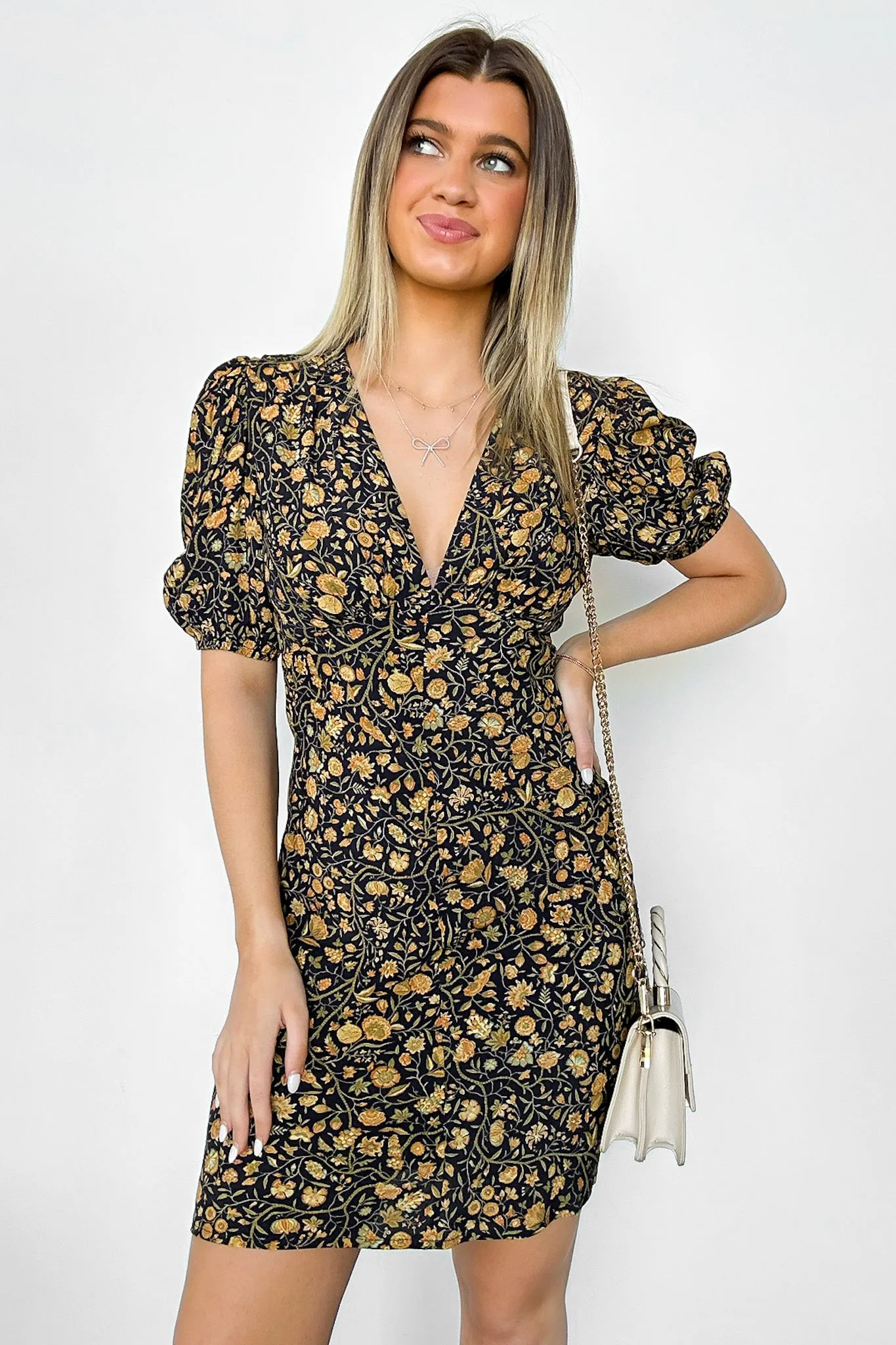 Charming Vision Floral Puff Sleeve Dress