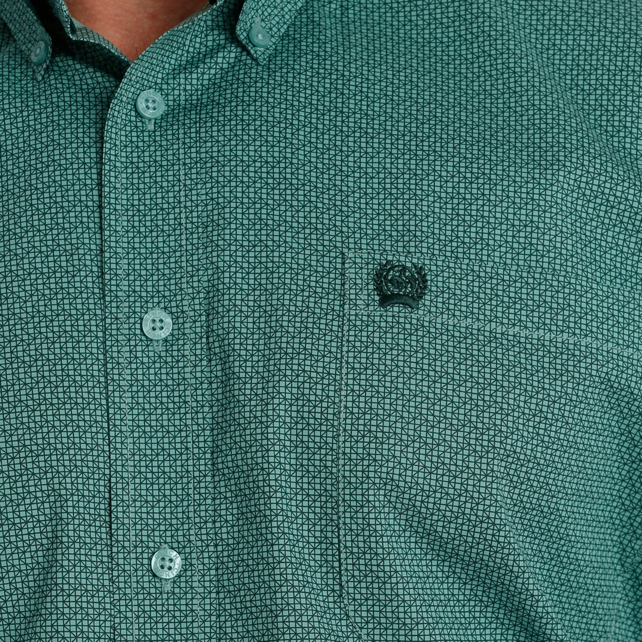 Cinch Men's Green Geo Print Shirt