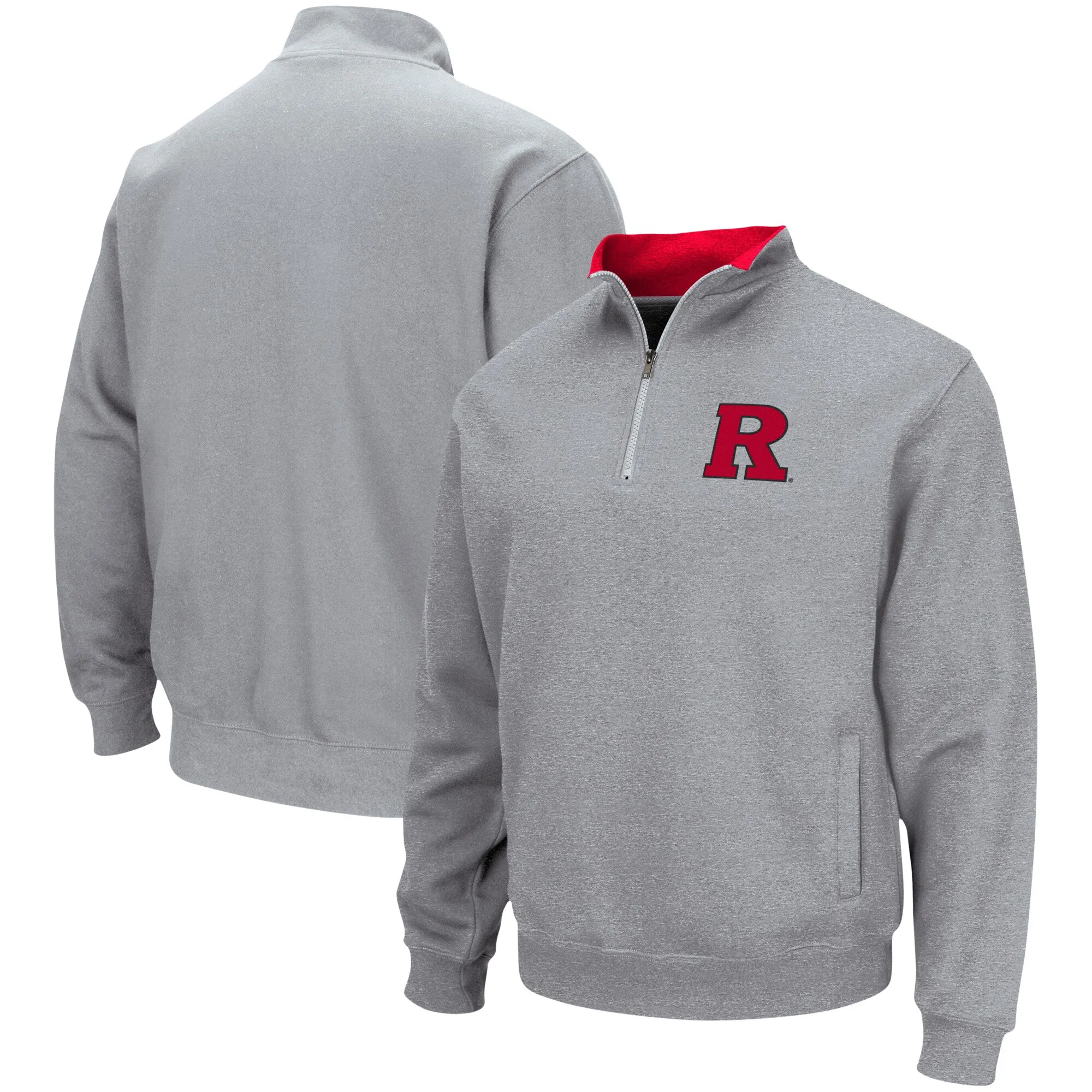 Colosseum Rutgers Scarlet Knights Heathered Gray Tortugas Team Logo Quarter-Zip Jacket