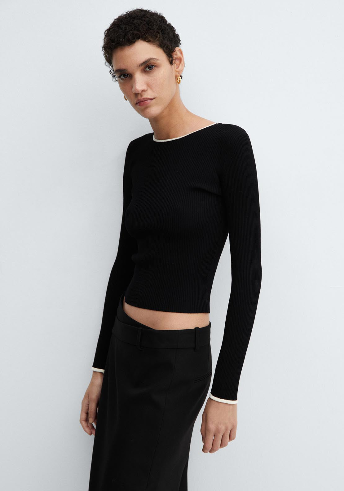 Contrast trim sweater