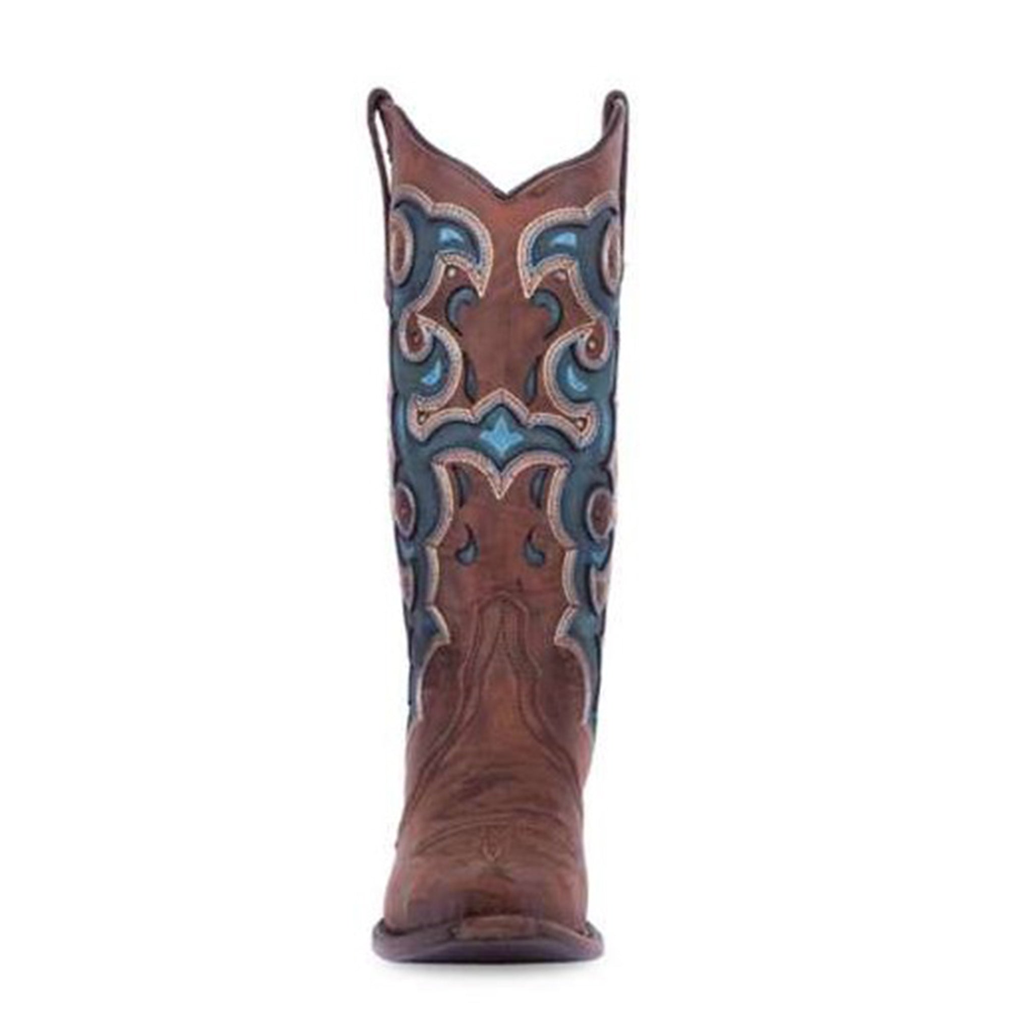 Corral Women's Brown/Turquoise Scroll Inlay Western Boots