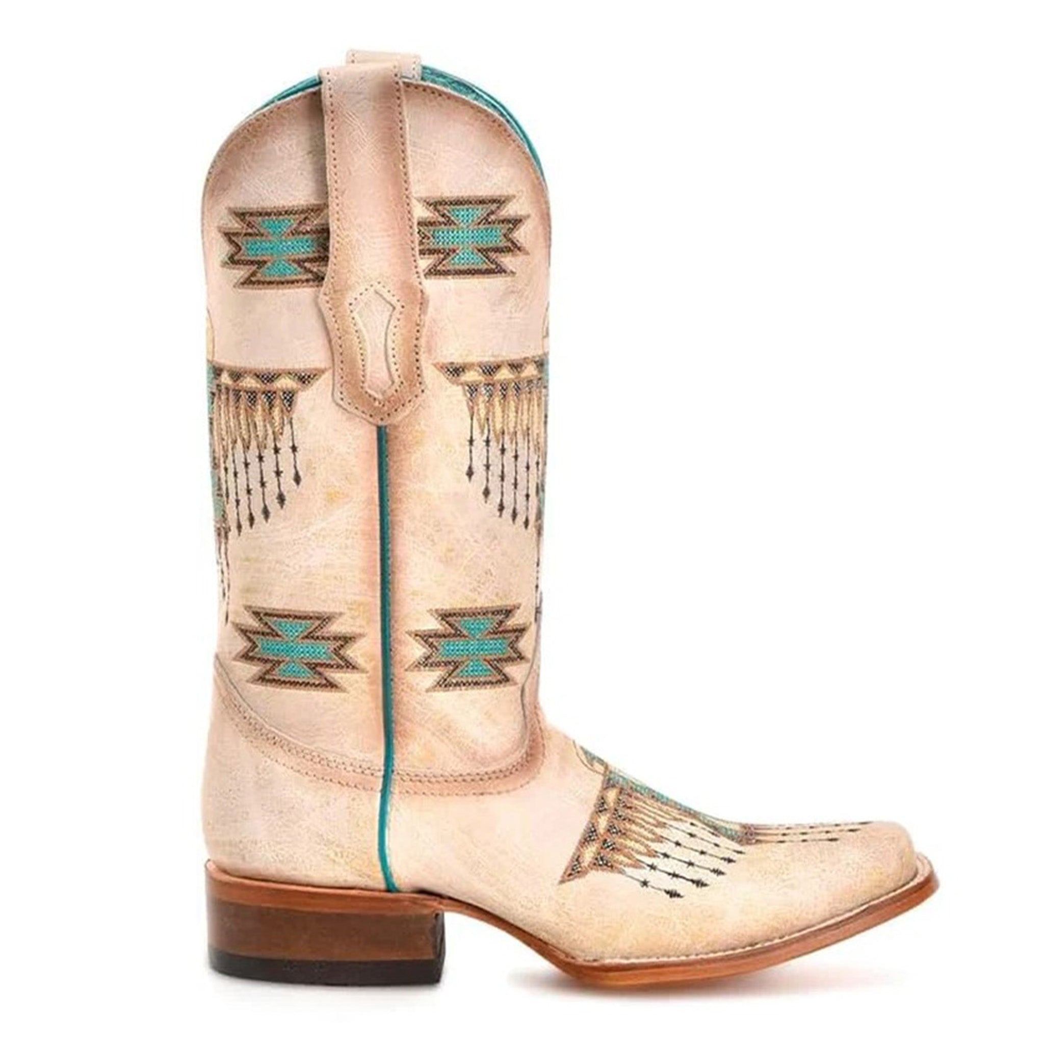 Corral Women's Cream & Turquoise Embroidered Boots