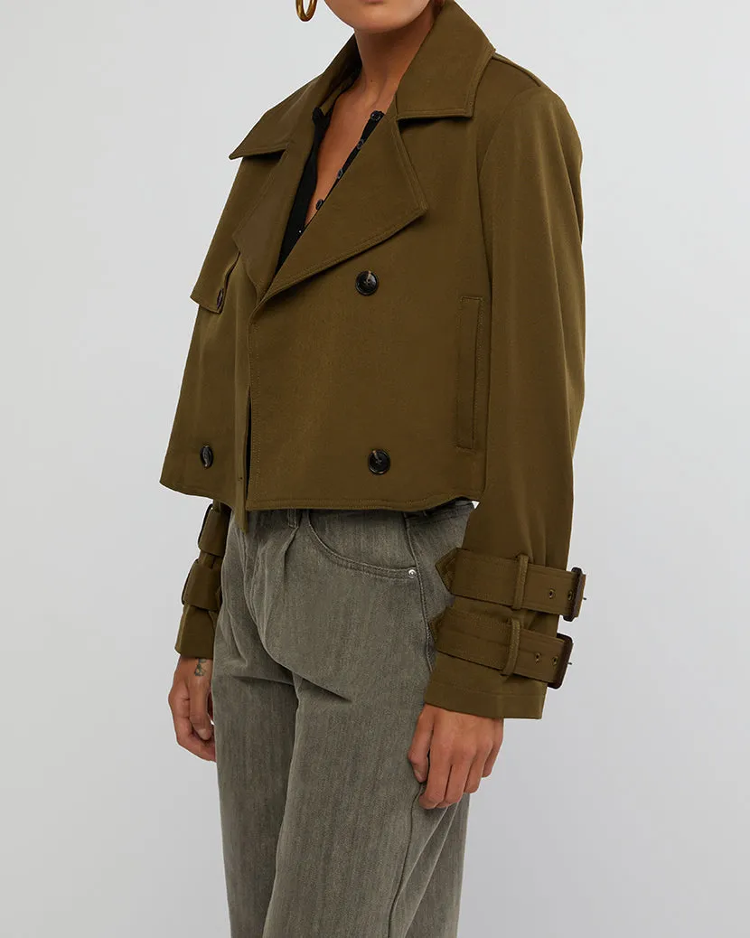 Cropped Trench Coat | Military Olive