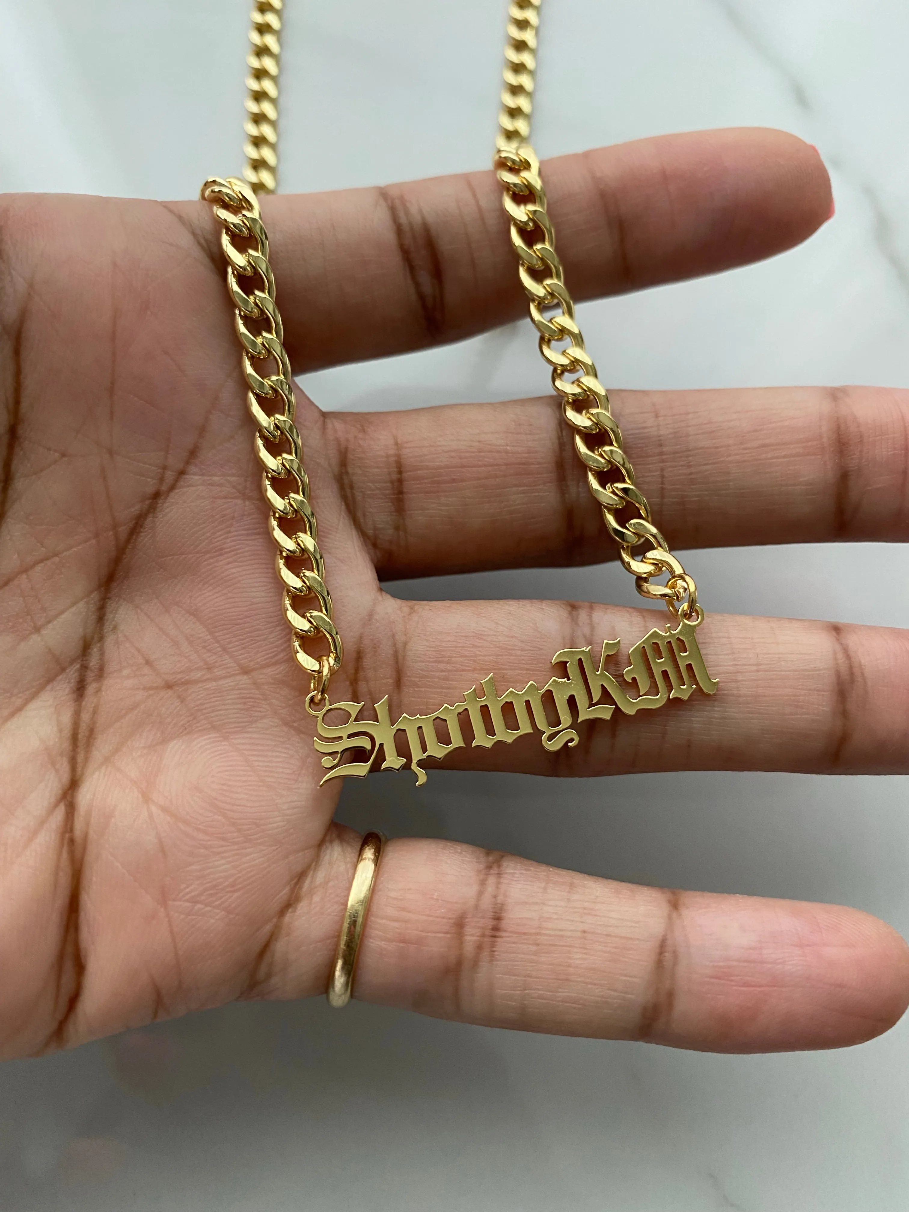 Custom Gothic Font Cuban Chain