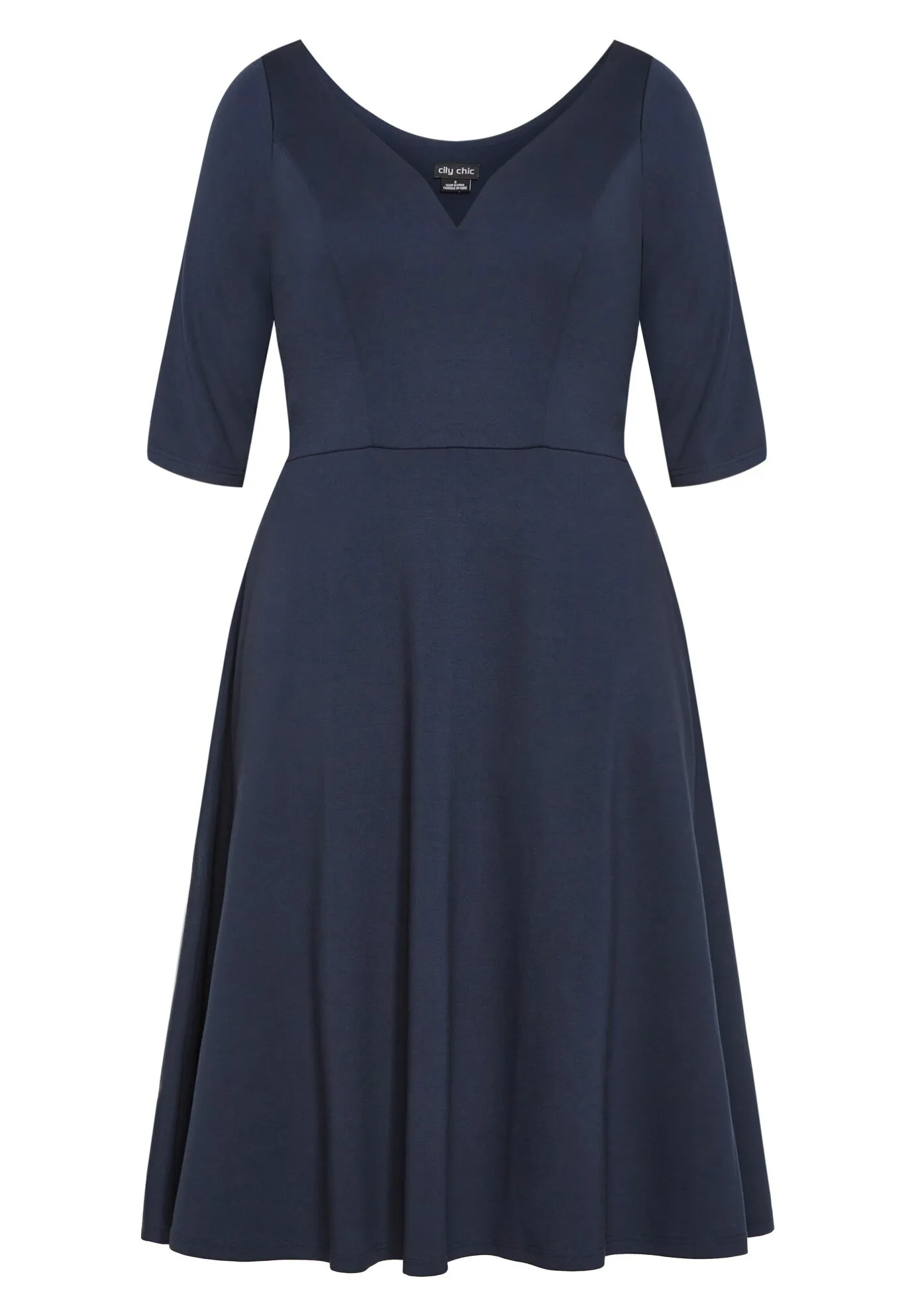 Cute Girl Elbow Sleeve Dress - navy