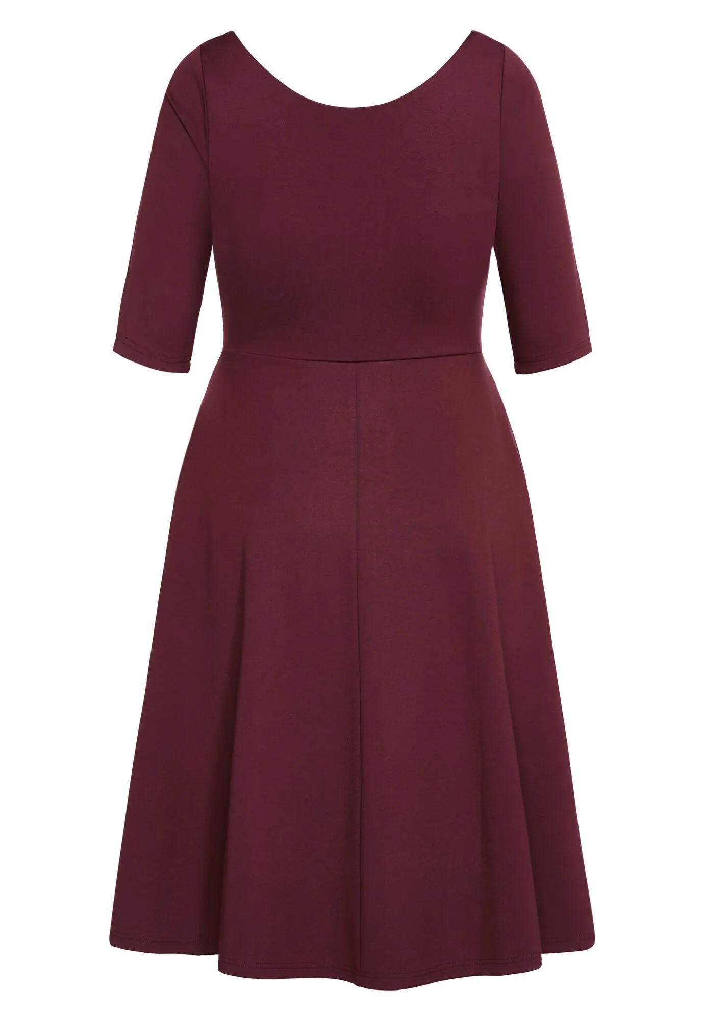 Cute Girl Elbow Sleeve Dress - oxblood