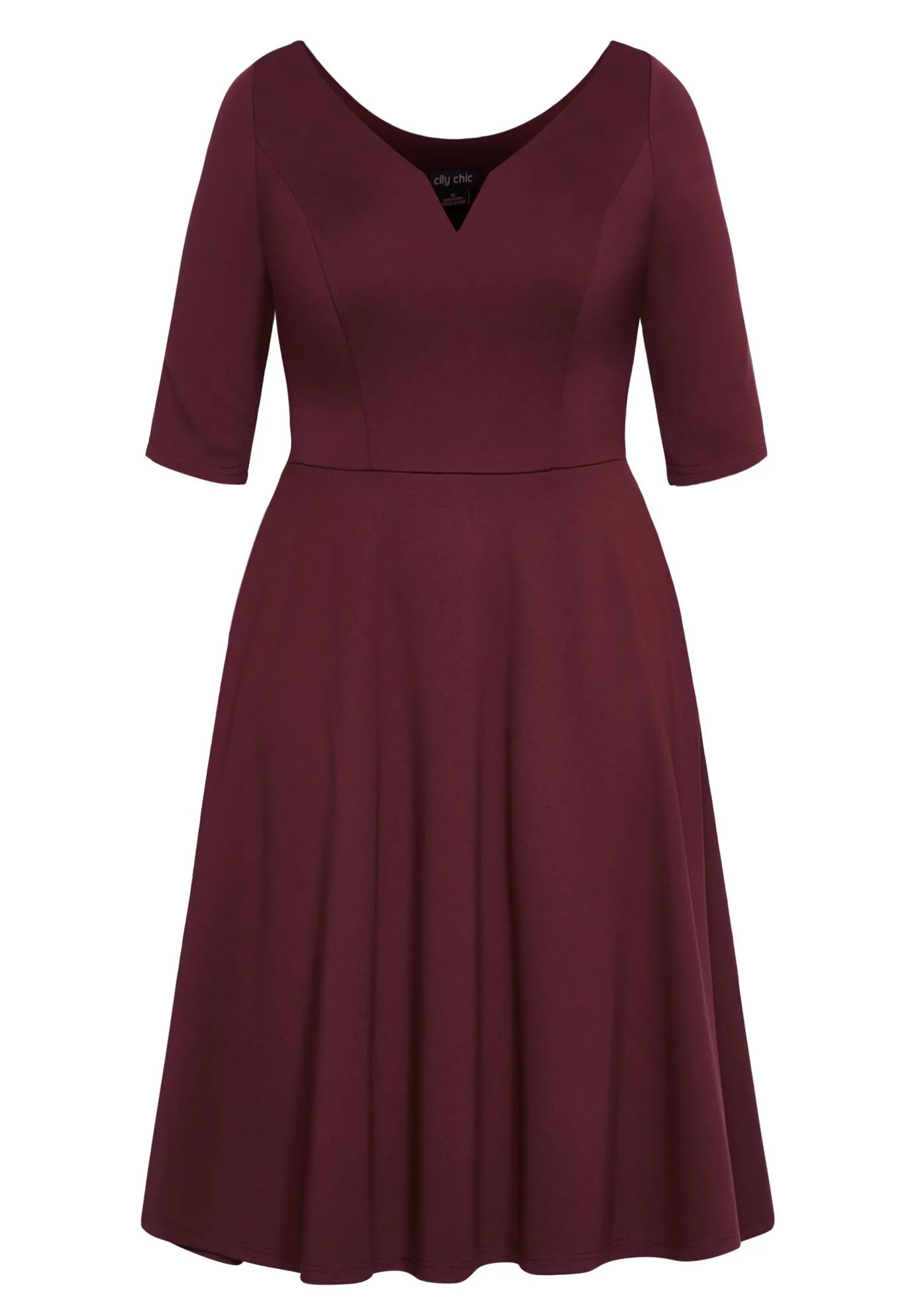 Cute Girl Elbow Sleeve Dress - oxblood