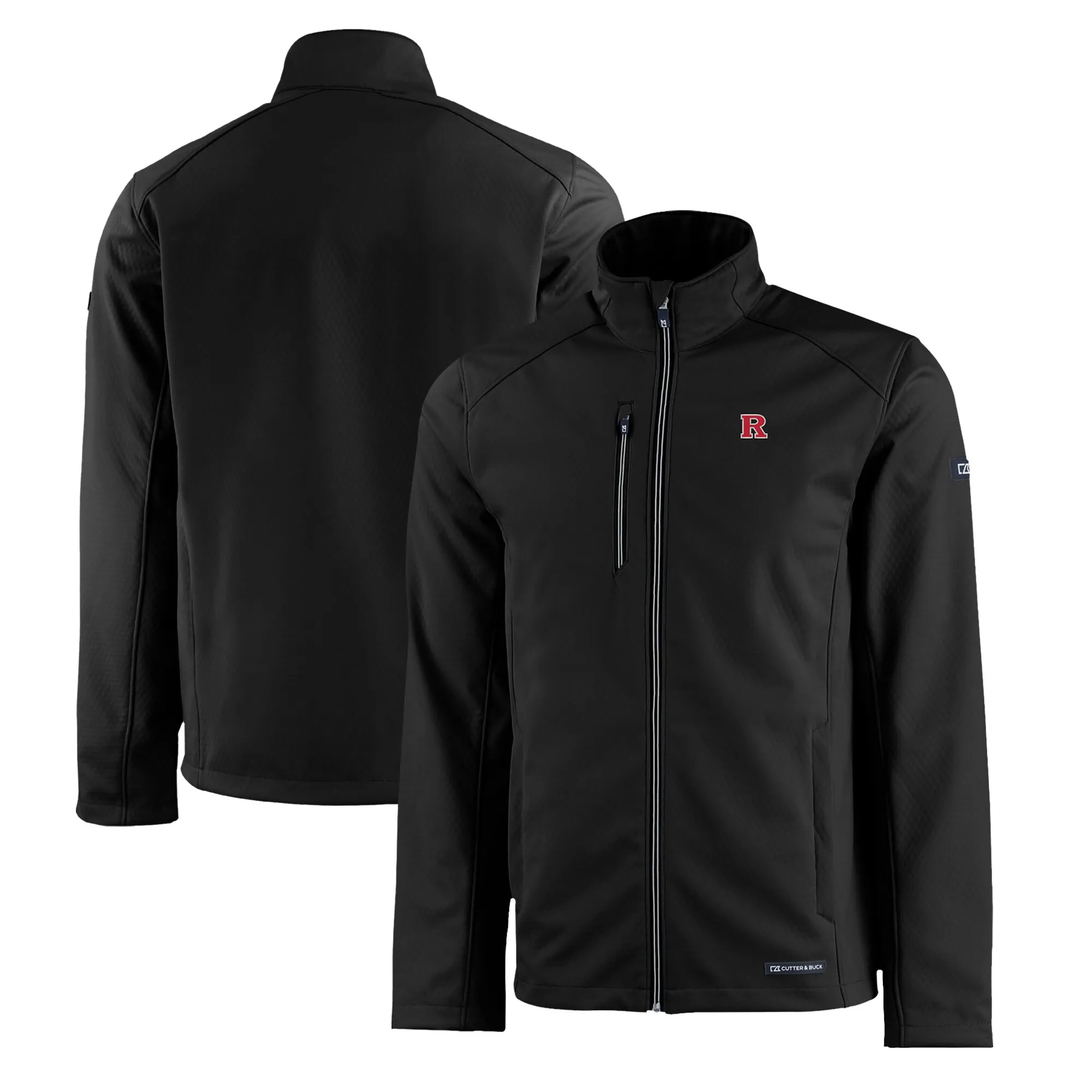 Cutter & Buck  Rutgers Scarlet Knights Black Evoke Eco Softshell Recycled Full-Zip Jacket