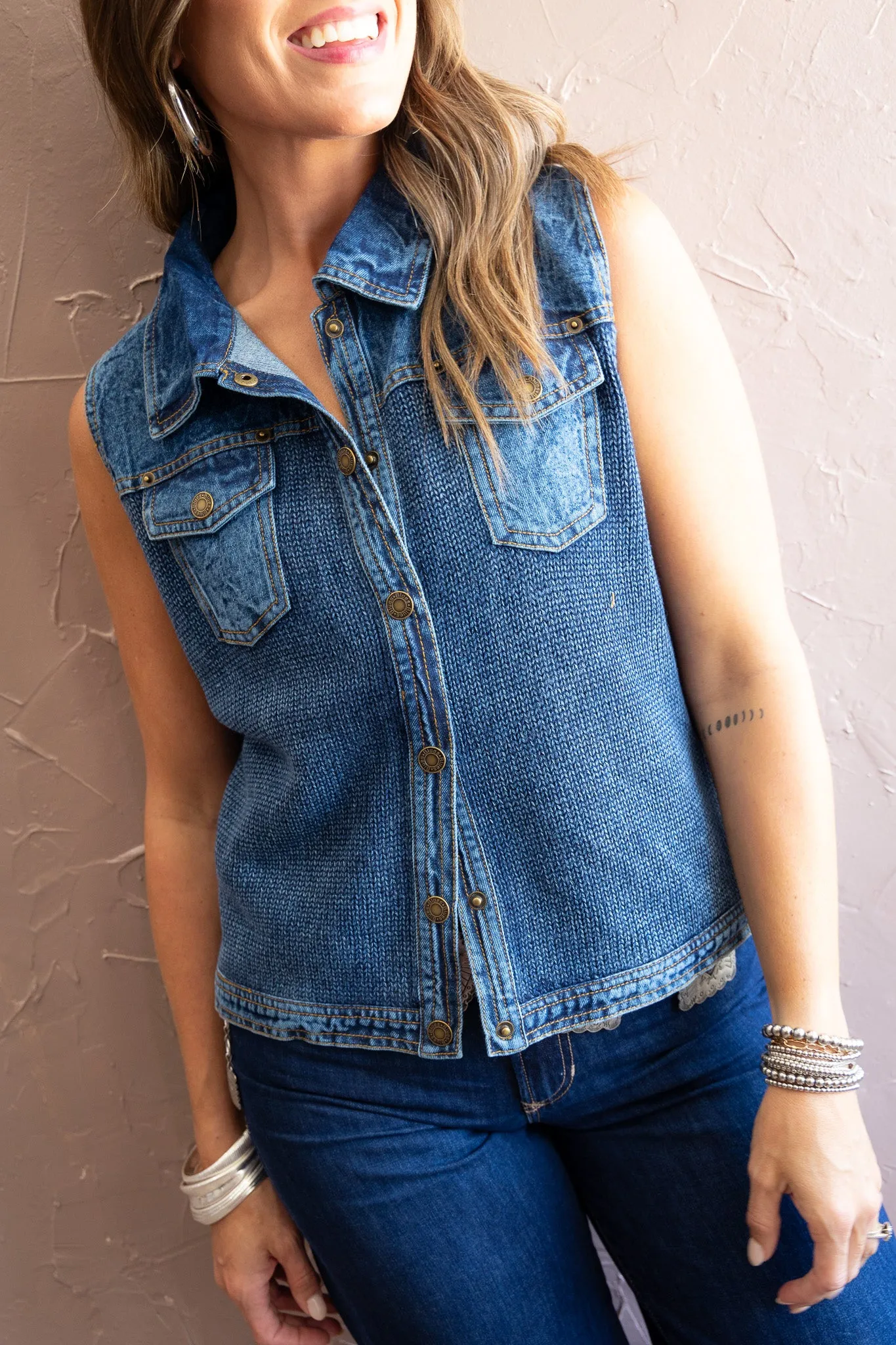 Denim Sweater Vest