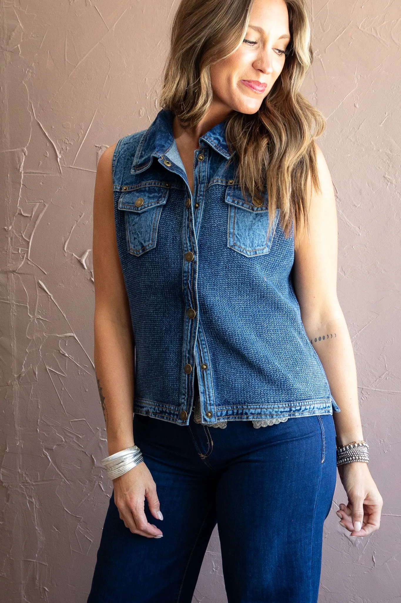 Denim Sweater Vest