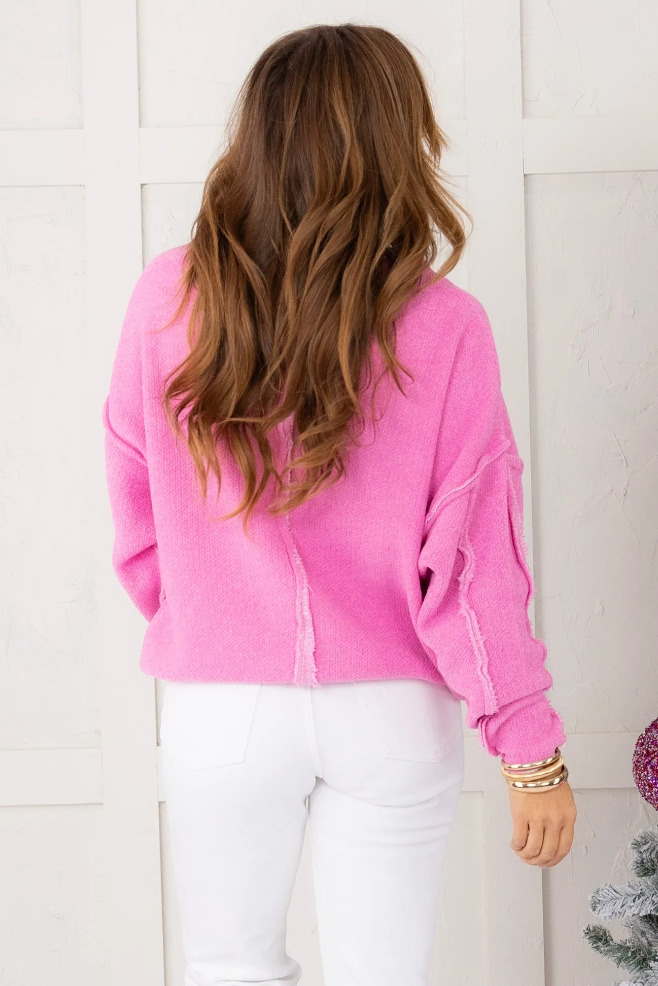 DOORBUSTER - Nothing Sweeter Chenille Sweater - Candy Pink