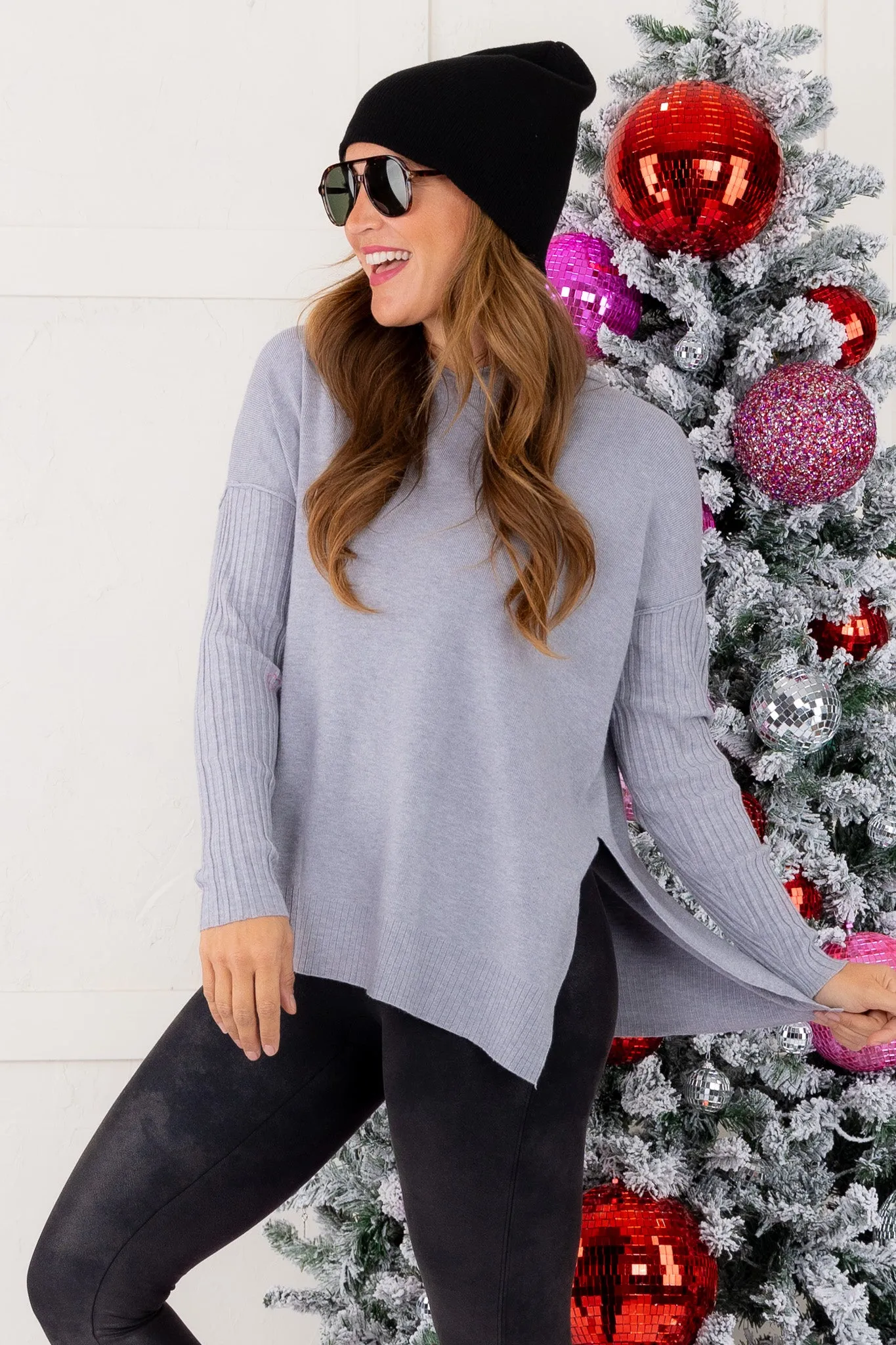 DOORBUSTER - Posie Hooded Sweater - Heather Grey