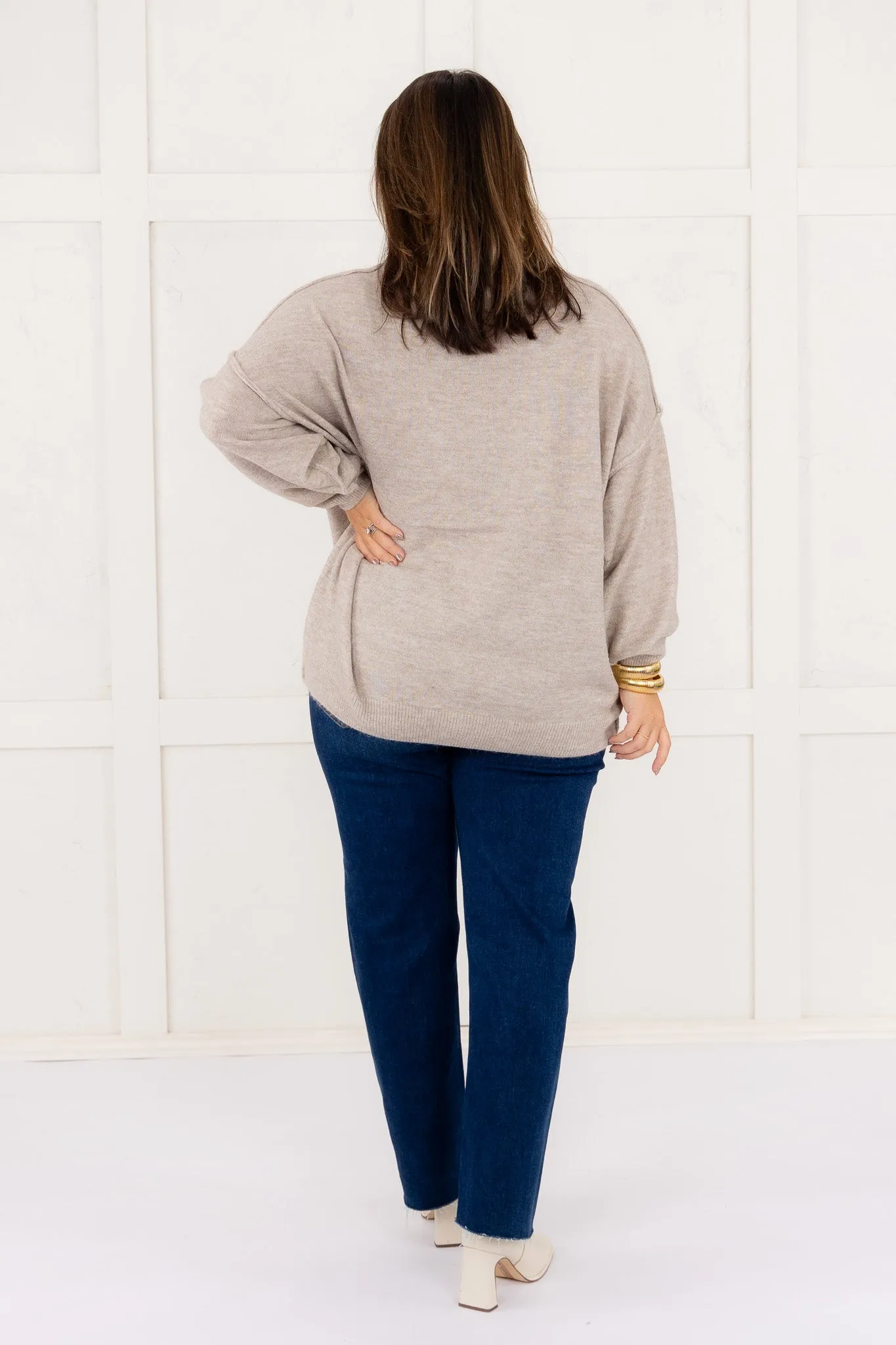 DOORBUSTER - Wish You Well Sweater - Heather Mocha