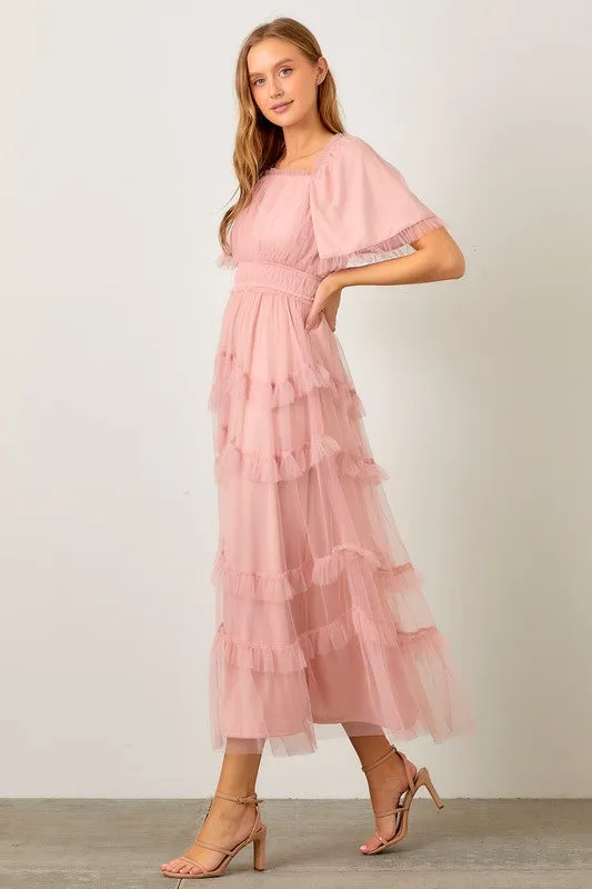 Dreaming Princess Maxi Dress- Pink