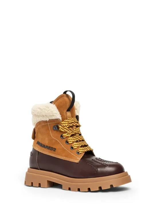 Dsquared2   Leather & faux fur snow boots 