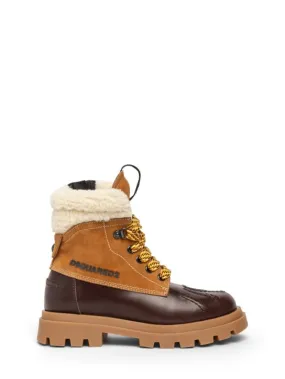 Dsquared2   Leather & faux fur snow boots 